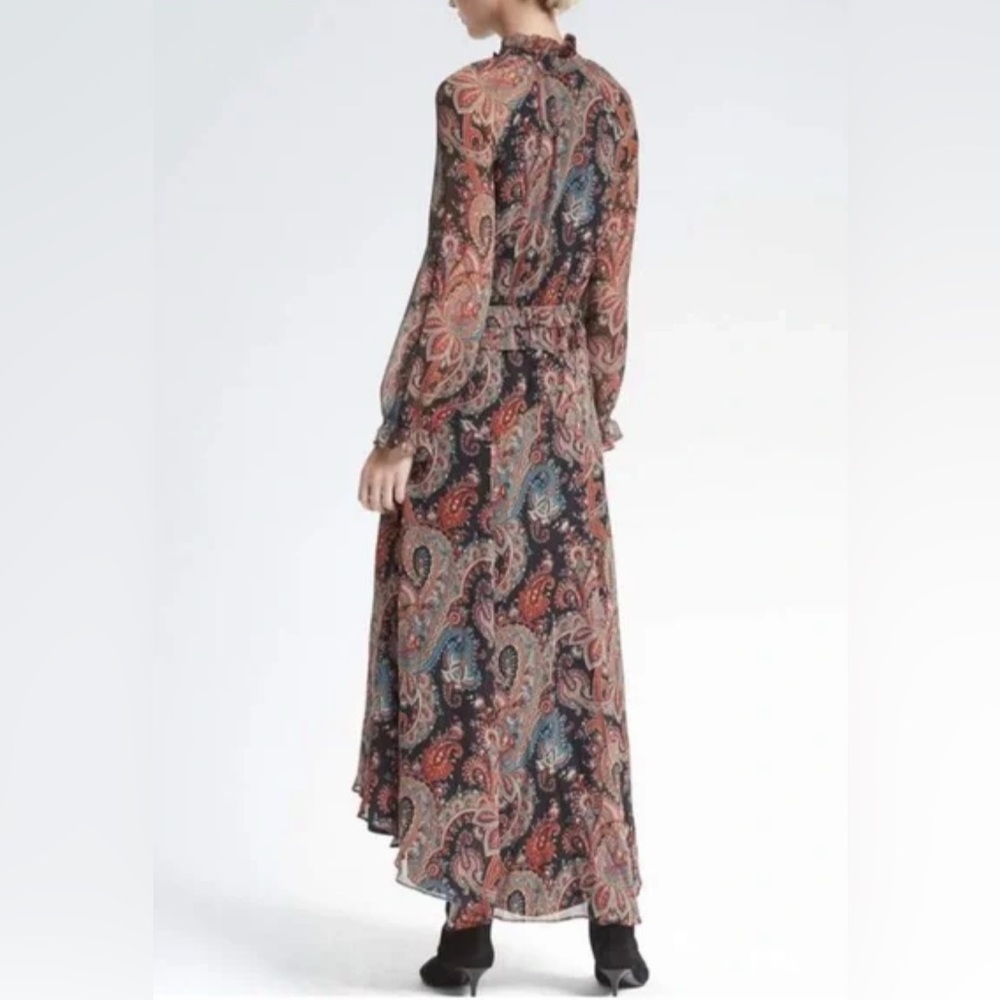 Western Style Banana Republic x Olivia Palermo Paisley Tie-Neck Silk Dress - Picture 2 of 8